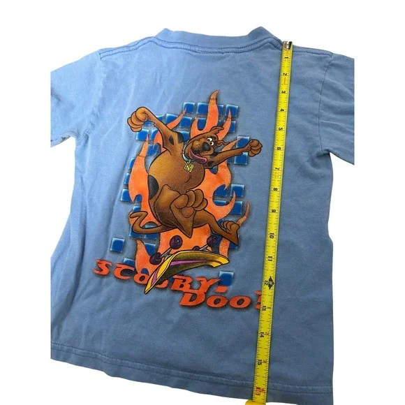 y2k 90's Vintage Scooby Doo Cartoon Network Blue Long Sleeve Graphic Tee Kids - Picture 8 of 8